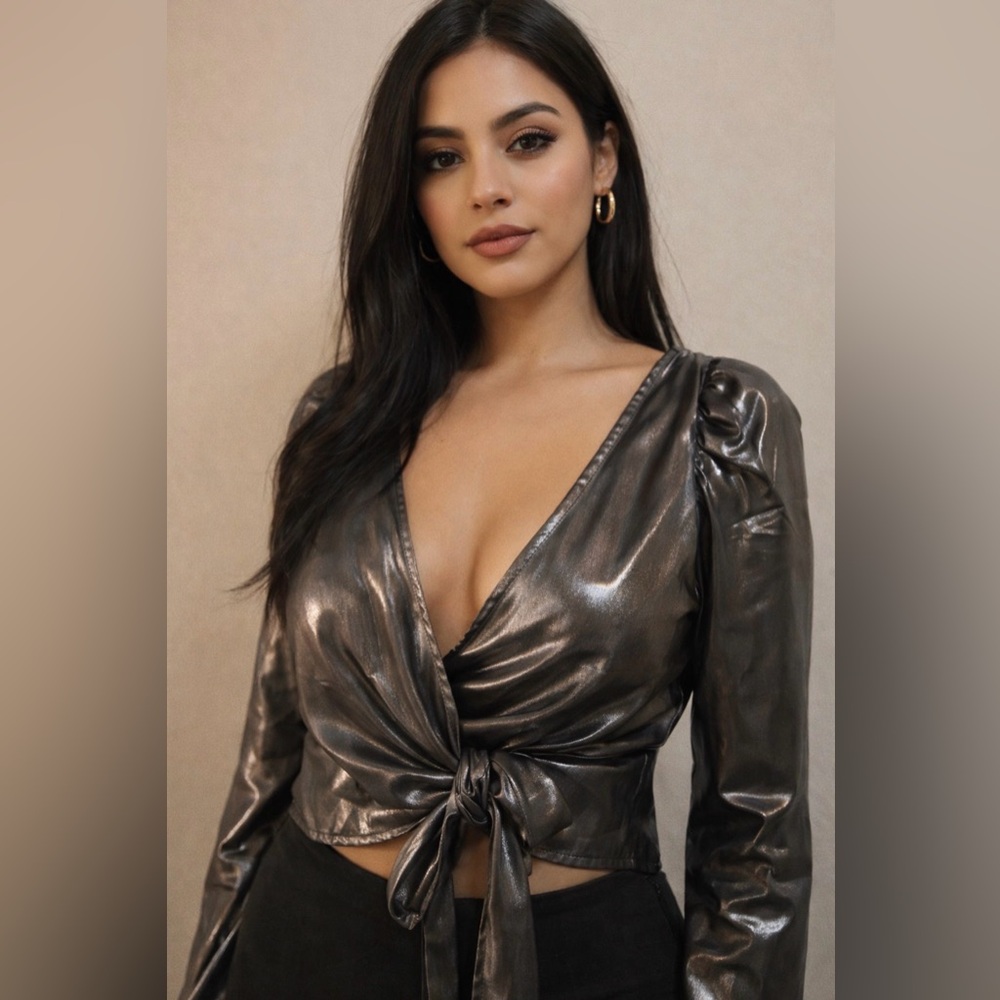 Vero Moda Shimmering Silver Wrap Blouse